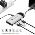 Adapter przejściówka HUB 3xUSB3.0 USB-C HDMI 4K LAN SD TF NOVOO 8w1 widok z laptopem