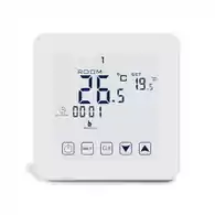 Bezprzewodowy termostat WiFi biały HY08 do ogrzewania podłogowego z temperaturą zewnętrzną Nr + WiFi widok z przodu