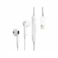 Przewodowe słuchawki douszne do Apple ze złączem Lightning biały widok z przodu.