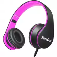 Słuchawki przewodowe dla dzieci BestGot BG6002 Czarno-różowe