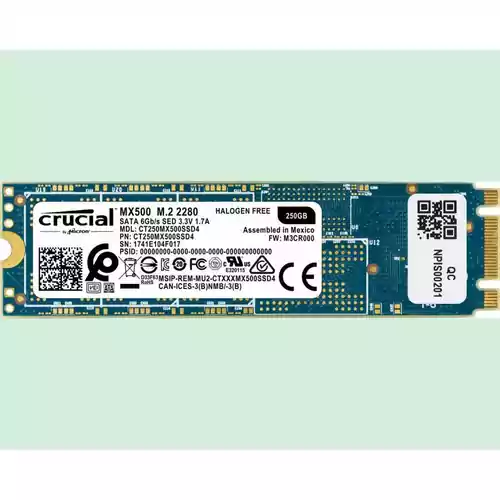 Dysk wewnętrzny SSD Micron Crucial MX500 250GB SATA M.2 widok z przodu