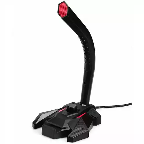 Mikrofon gamingowy do komputera AmazonBasics PBH czerwony widok z przodu