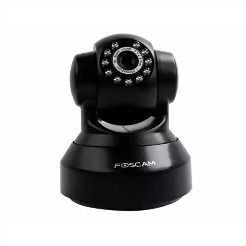 Niania kamera IP Foscam FI9816P P2P 720P WiFi HD czarna widok z przodu.