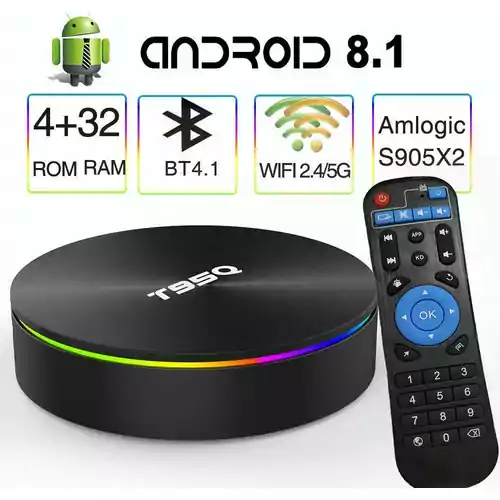 Odtwarzacz multimedialny tuner TV box Ott T95q Amlogic 4GB 64GB Android 8.1 widok z przodu