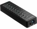 Aktywny 10-portowy HUB AmazonBasics USB-A 3.1 srebrny widok z lewej strony