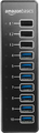 Aktywny 10-portowy HUB AmazonBasics USB-A 3.1 srebrny widok z przodu