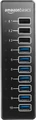 Aktywny 10-portowy HUB AmazonBasics USB-A 3.1 srebrny widok z przodu