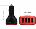 Amazon Basics 4-portowa ładowarka samochodowa USB widok wymiarów