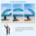 AMMSUN parasol plazowy 180 cm przechylny ze srebrna powloka UV, niebieski