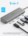 Anker 332 hub USB-C 5w1, HDMI 4K, 2x USB-A, PD 85 W, szary