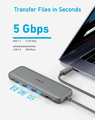 Anker 332 hub USB-C 5w1, HDMI 4K, 2x USB-A, PD 85 W, szary