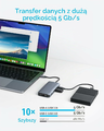 Anker hub USB-C 8w1, potrójny wyświetlacz, HDMI + VGA, PD, szary