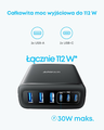 Anker stacja ładująca 6 portów 112 W – 3× USB-C, 3× USB-A, czarna