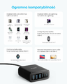 Anker stacja ładująca 6 portów 112 W – 3× USB-C, 3× USB-A, czarna