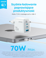 Anker Zolo ładowarka sieciowa 70 W – 3× USB-C + USB-A, biała