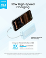 Anker Zolo powerbank 10000 mAh z kablem USB-C, 30 W, niebieski