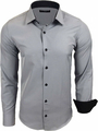 Baxboy B-44 koszula męska elegancka slim fit – łatwa w prasowaniu, szara