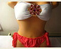 Bikini strój kąpielowy z broszką usztyw miseczki S Victoria’s Secret widok czerwonego