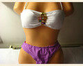 Bikini strój kąpielowy z broszką usztyw miseczki S Victoria’s Secret widok z przodu fioletowego