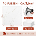 CYEER Panele winylowe samoprzylepne 3,6 m2, biały marmur 30x30 cm – zdjęcie 2
