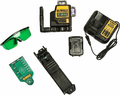 DeWALT DCE089D1G laser 3 x 360 stopni, zielona wiązka 12V – akumulator 2 Ah, walizka
