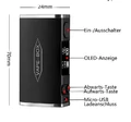 E-papieros elektroniczny papieros MOD BOX Rinerly OLED 60W widok wymiarów