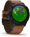 Garmin Fenix 6X Sapphire – zegarek multisport GPS, DLC, kasztanowy pasek skórzany – zdjęcie 3