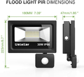 Halogen LED z detektorem czujnikiem ruchu Ustellar 30W PIR IP66 5000K widok wymiarów