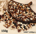 HERZONE drewniane koraliki vintage 6–10 mm, ok. 1200 szt., ciemna mieszanka