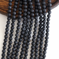 HERZWILD lawa wulkaniczna czarna – koraliki 8 mm, 10 sznurów (ok. 470 szt.)