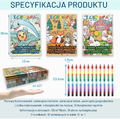 ICEPAPA Zestaw 12 kolorowanek ze zwierzętami i kredkami dla dziecka