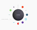 Inteligentny głośniki Google Home Mini Charcoal widok z funkcjami