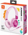 JBL Junior 320 – przewodowe słuchawki dla dzieci z limitem 85 dB, fioletowe