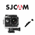Kamera sportowa SJCAM SJ4000 WiFi czarna + monopod widok czarnej kamery w obudowie