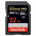 Karta Sd Sandisk extreme pro SDXC 32GB U3 4K 280MB/s widok z przodu