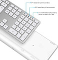 Klawiatura bezprzewodowa Omoton KB515 Bluetooth Apple MacBook iMac QWERTY srebrny widok funkcji.