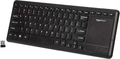 Klawiatura bezprzewodowa Touchpad AmazonBasics SmartTV QWERTY czarny widok z odbiornikiem.