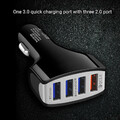 Ładowarka samochodowa ULTRICS 4-porty 35W 7A Quick Charge 3.0 widok złącz