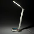 Lampka biurowa stacja ładująca Samsung iPhone LED widok zaświeconej lampki