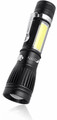 Latarka kieszonkowa LED akumulator USB COB Zoom IP65 widok z tyłu