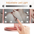 Lustro do makijażu z 21 diodami LED i regulowanym podświetlanym ekranem dotykowym widok podświetlania