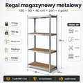 Mega-M BASIC Regał magazynowy metalowy do piwnicy 180x90x40 cm – zdjęcie 2