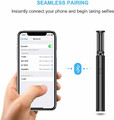 Mini Selfie Stick JTWEB z wbudowanym bezprzewodowym pilotem iPhone Bluetooth widok bluetooth