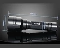 Mocna latarka LED TrustFire C8 T6 2000LM Cree XML-T6 widok z wymiarami