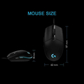Mysz przewodowa do PC Logitech Prodigy G102 6000 DPI  czarna widok z wymiarami