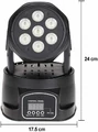 Obrotowa głowa LED Docooler PY-70 7 diod 105W RGBW widok wymiarów