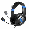 Przewodowe słuchawki gamingowe niebieskie AmazonBasics dla PC, Switch, Xbox, PS4widok zakresu ruchu mikrofonu