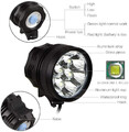 Reflektor rowerowy 10500LM 7 LED 9600 mAh IP66 CREE XML-T6 widok opisu