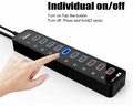 Rozgałęźnik HUB 11x USB + 4 porty Fast Charge 2.4A Atolla widok ręcznego wyłącznika