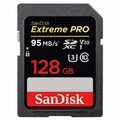Sandisk extreme pro SDXC 128GB V30 U3 4K 95MB/s widok z przodu